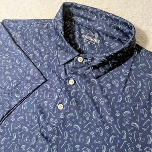 J.Crew All Over Golf bag Performance Polo Mens XL Navy Golf Print Stretch CD925